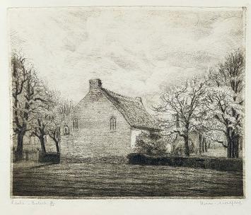 Belgische etser R. Malfliet met een ets