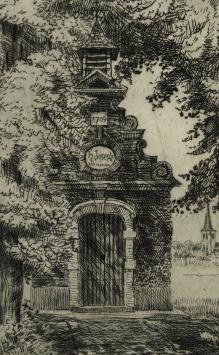 Romain Malfliet met een ets van Hamme St Anna