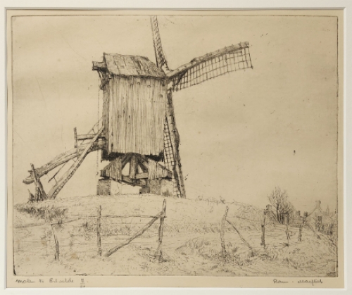 Belgische etser R. Malfliet met een ets