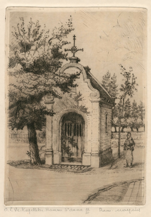 Belgische etser R. Malfliet met een Hamse ets