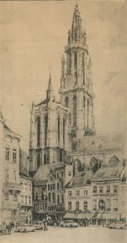 Romain Malfliet met een Antwerpse ets