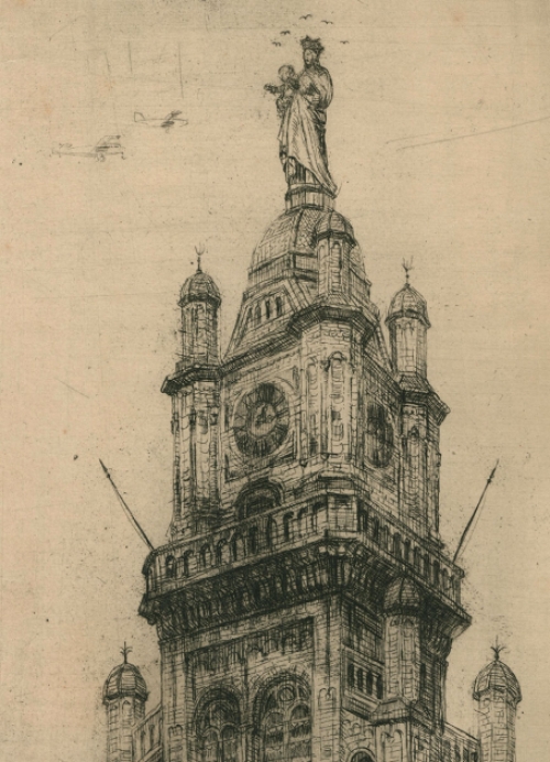 Romain Malfliet met een ets van Sint-Niklaas