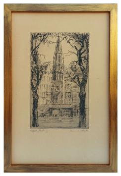 Antwerpse ets van de Belgische kunstenaar Romain Malfliet