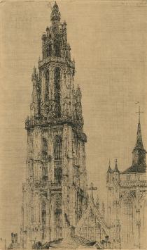 Gesigneerde grote ets van Malfliet kopen