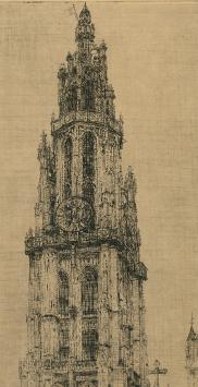 Romain Malfliet met een Antwerpse ets