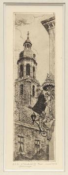 Belgische etser R. Malfliet met een Antwerpse ets