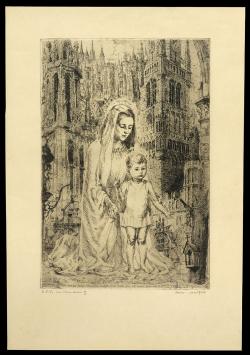 Grote gesigneerde ets van Romain Malfliet kopen