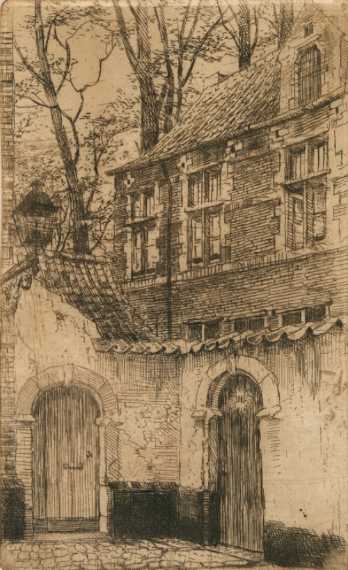 Lier, Begijnhof geëtst door Romain Malfliet