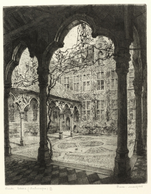 Belgische etser R. Malfliet met een ets