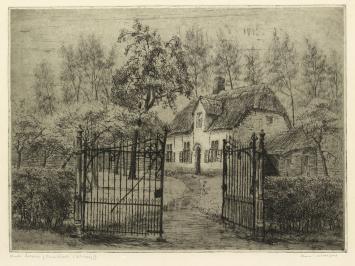 Belgische etser R. Malfliet met een ets van St Niklaas