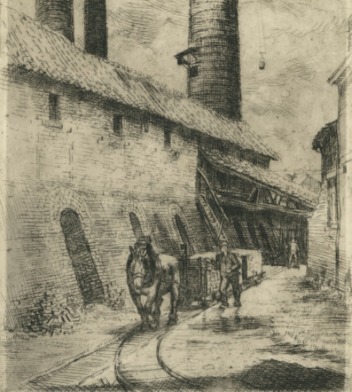 Romain Malfliet met een ets van Boom