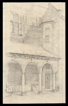 Belgische tekenaar R. Malfliet met een potloodtekening