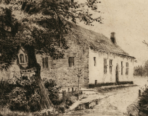 Romain Malfliet met een ets ban Burcht