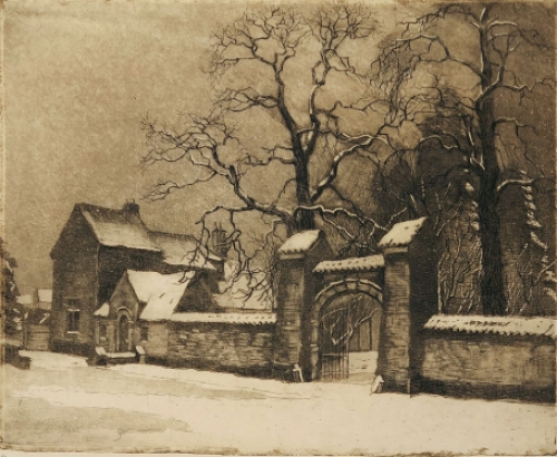 Romain Malfliet met een ets van Sint Niklaas