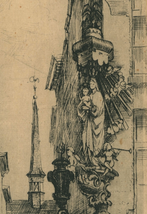 Romain Malfliet met een ets van Antwerpen