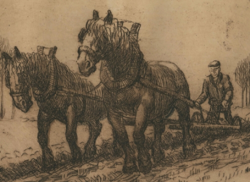 Romain Malfliet met een kleine ets van een boer