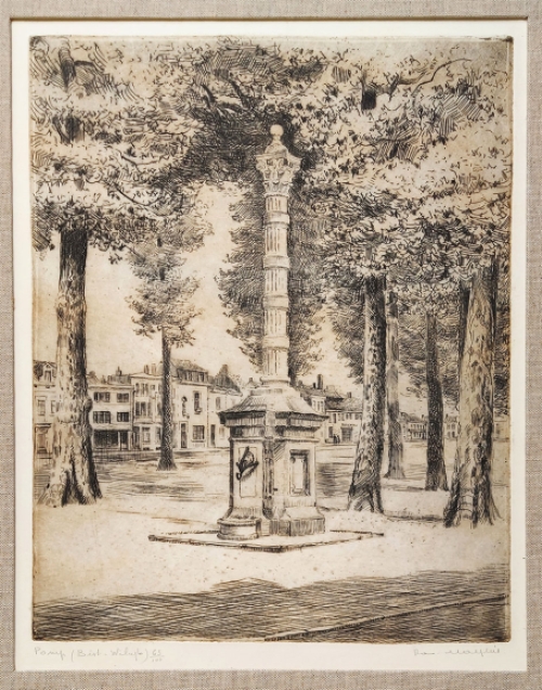 Belgische etser R. Malfliet met een ets