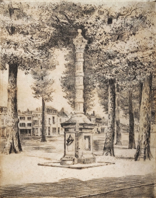 Romain Malfliet met een ets van Wilrijk