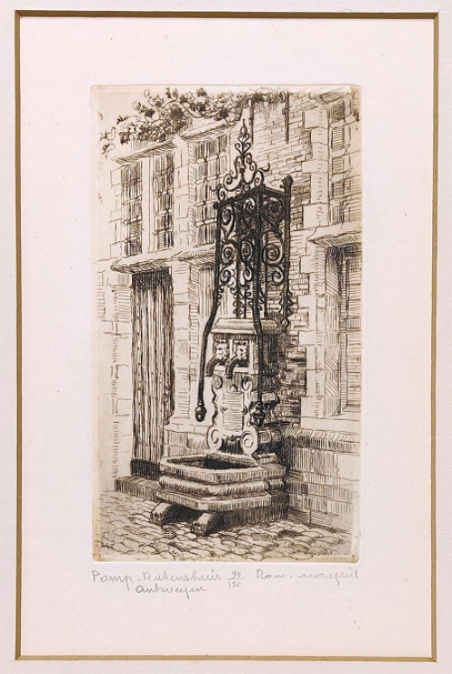 Belgische etser Romain Malfliet met een kleine ets