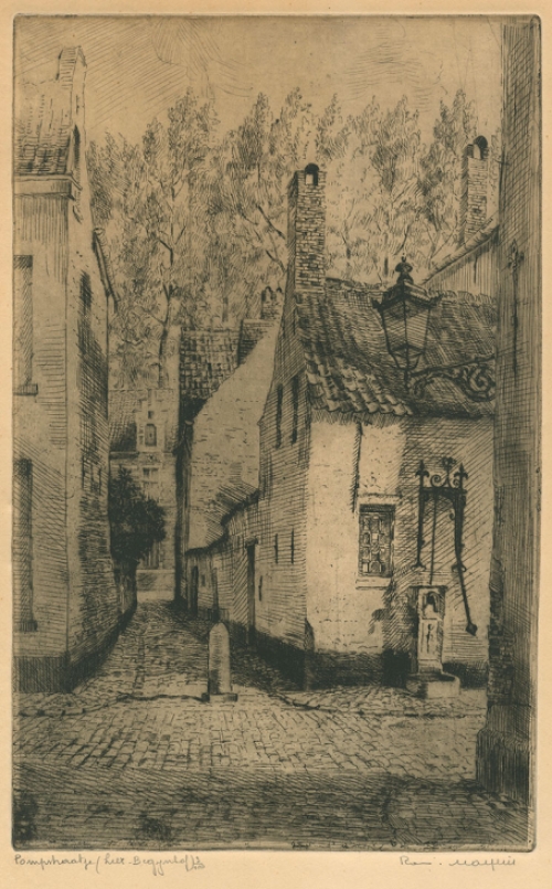 Belgische etser R. Malfliet met een ets