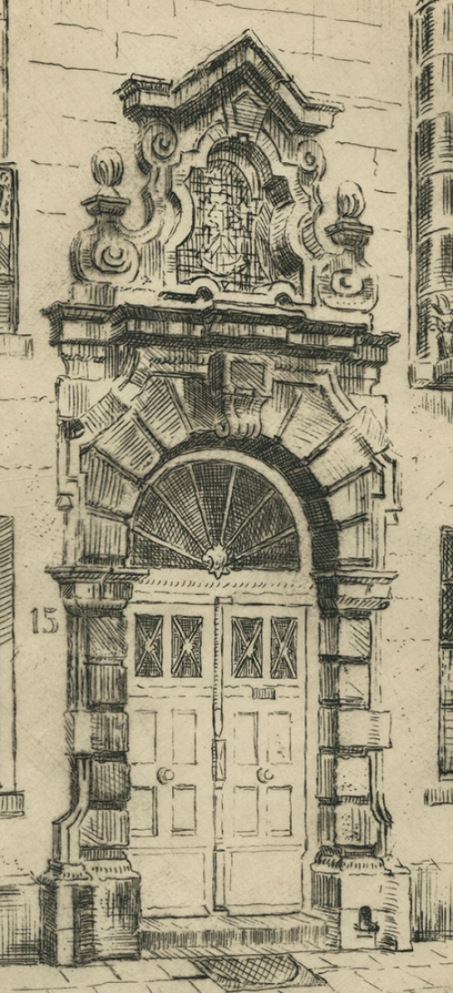 Romain Malfliet met een ets van poort W. Vaes