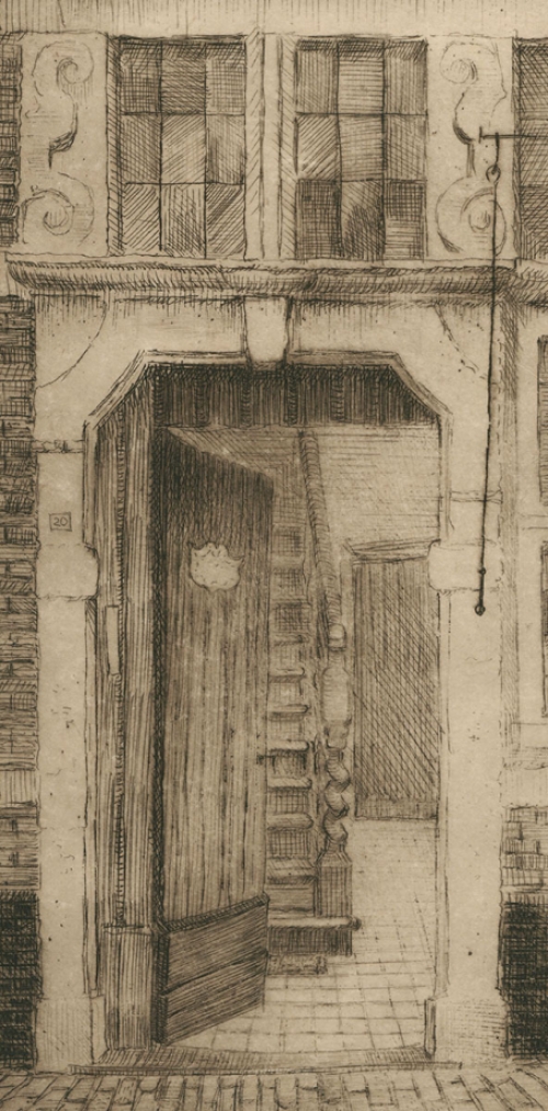 Romain Malfliet met een ets van Dendermonde