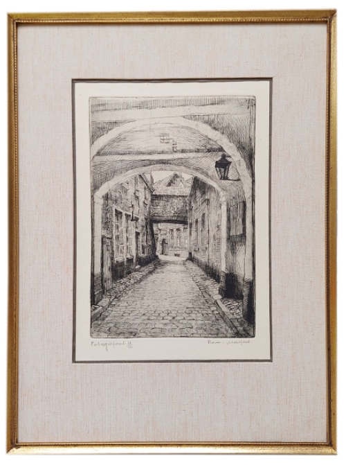 Kleine ets van de Belgische kunstenaar Romain Malfliet