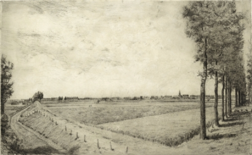 Romain Malfliet met een ets van de prosperpolder