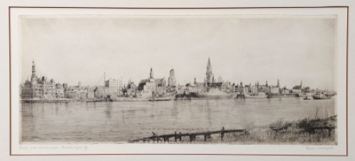 Belgische etser R. Malfliet met een ets