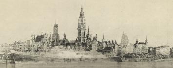 Romain Malfliet met een ets van zicht op Antwerpen