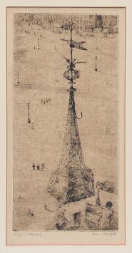 Belgische etser R. Malfliet met een ets