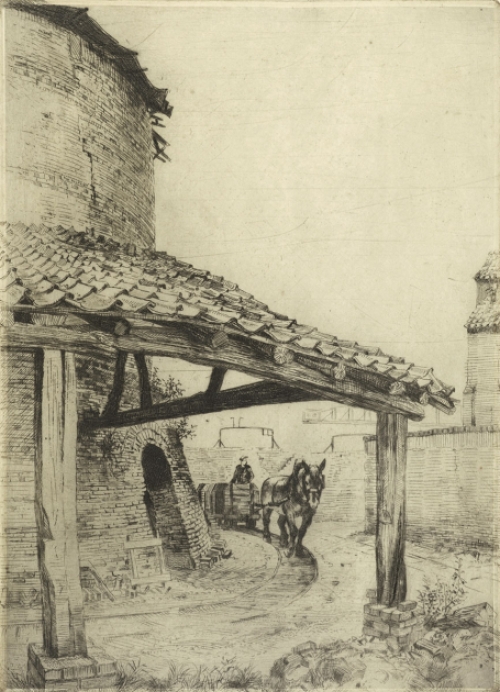 Belgische etser R. Malfliet met een ets