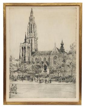 Gesigneerde ets van Romain Malfliet kopen