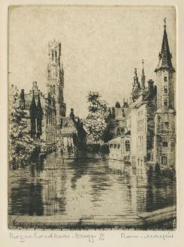 Zicht op de Rozenhoedkaai, ets van Malfliet kopen