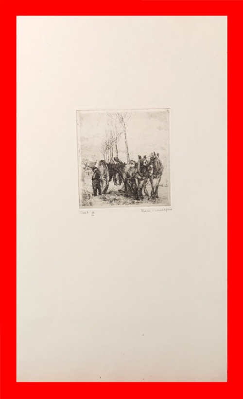 Belgische etser R. Malfliet met een ets