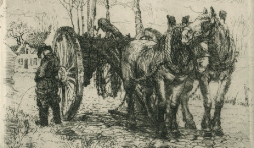 Romain Malfliet met een ets van een plassende boer