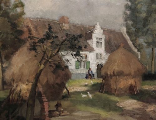 Romain Malfliet met een olieverfschilderij