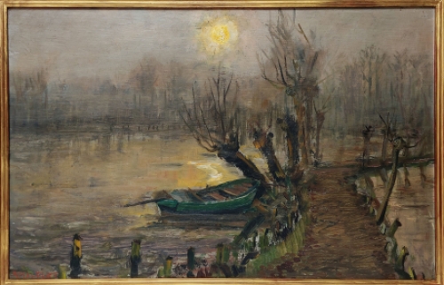 Belgische schilder R. Malfliet met een schilderij