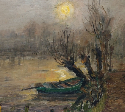 Romain Malfliet met een olieverfschilderij