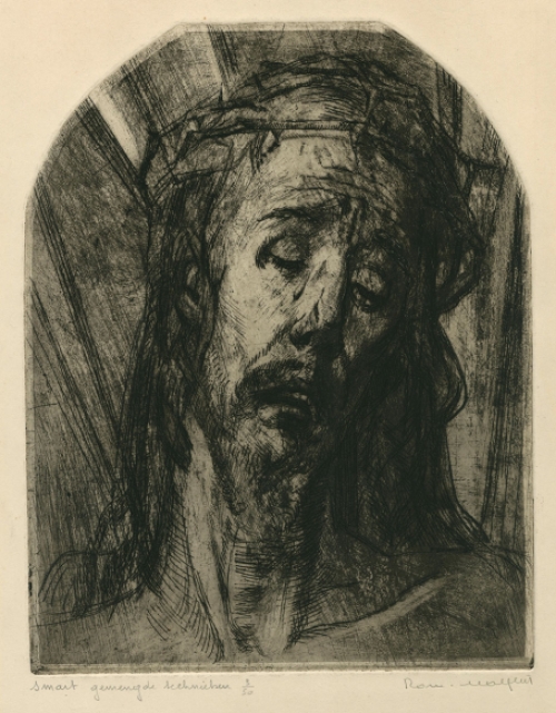 Belgische etser R. Malfliet met een ets met als titel Smart