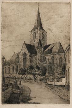 Belgische etser Romain Malfliet met een ets