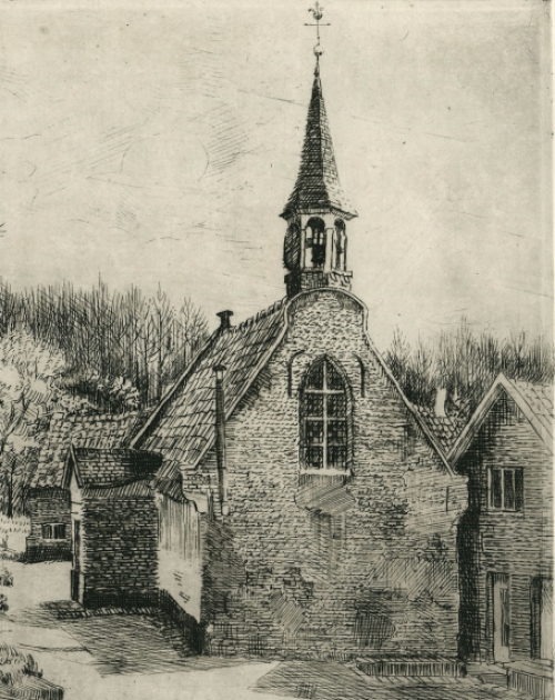 Romain Malfliet met een ets, Kapel Onolfsdijk