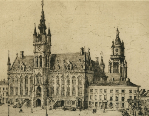 Stadhuis van Sint-Niklaas in 1944