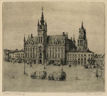 Belgische etser R. Malfliet met een ets