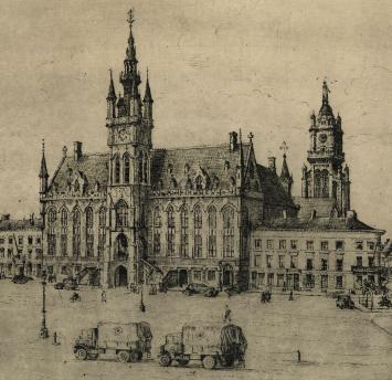 Romain Malfliet met een ets van St Niklaas