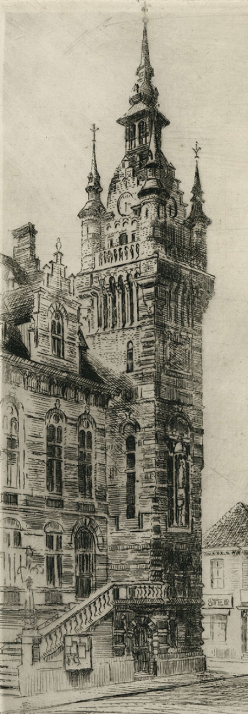 Etsen van Belgische etser en tekenaar Romain Malfliet