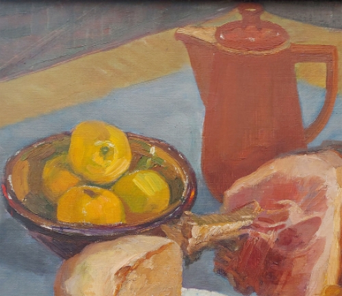 Romain Malfliet met een stilleven op canvas