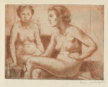 Belgische etser R. Malfliet met een naaktets