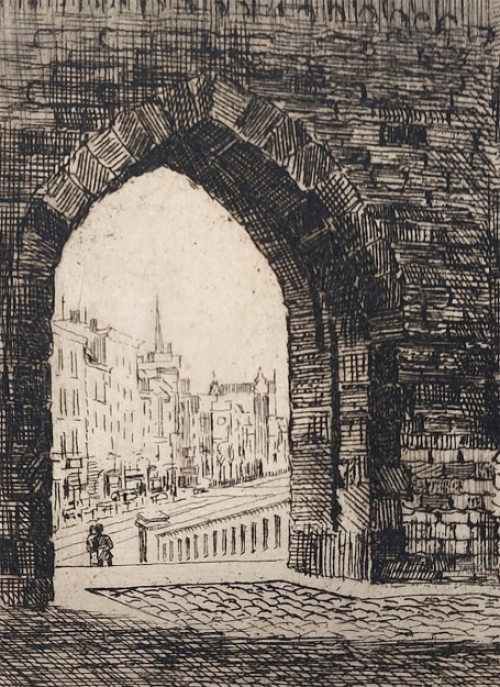 Romain Malfliet met een ets van Antwerpen