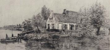 Romain Malfliet met een ets van Hamme, de Dry Goten